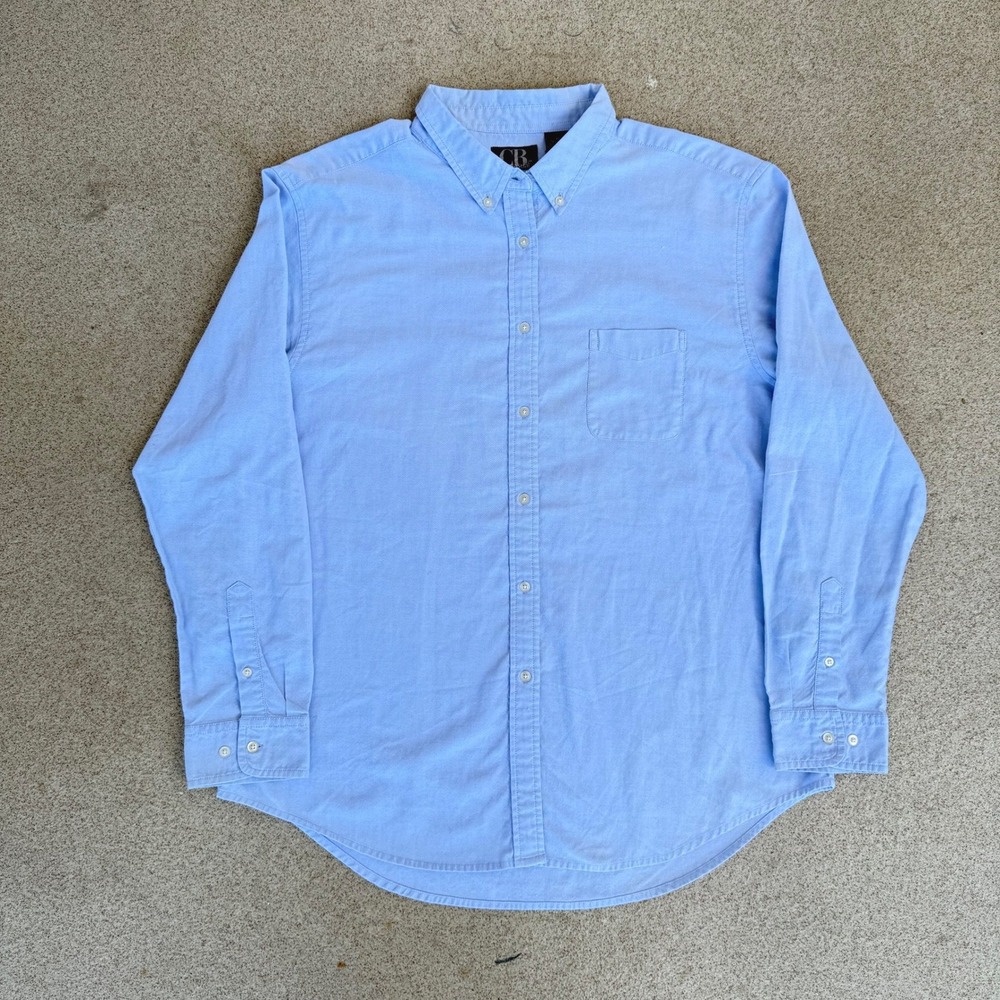 CB Casual Oxford Mens XL (Fits Like Large) - Button Down Shirt Blue Long Sleeve